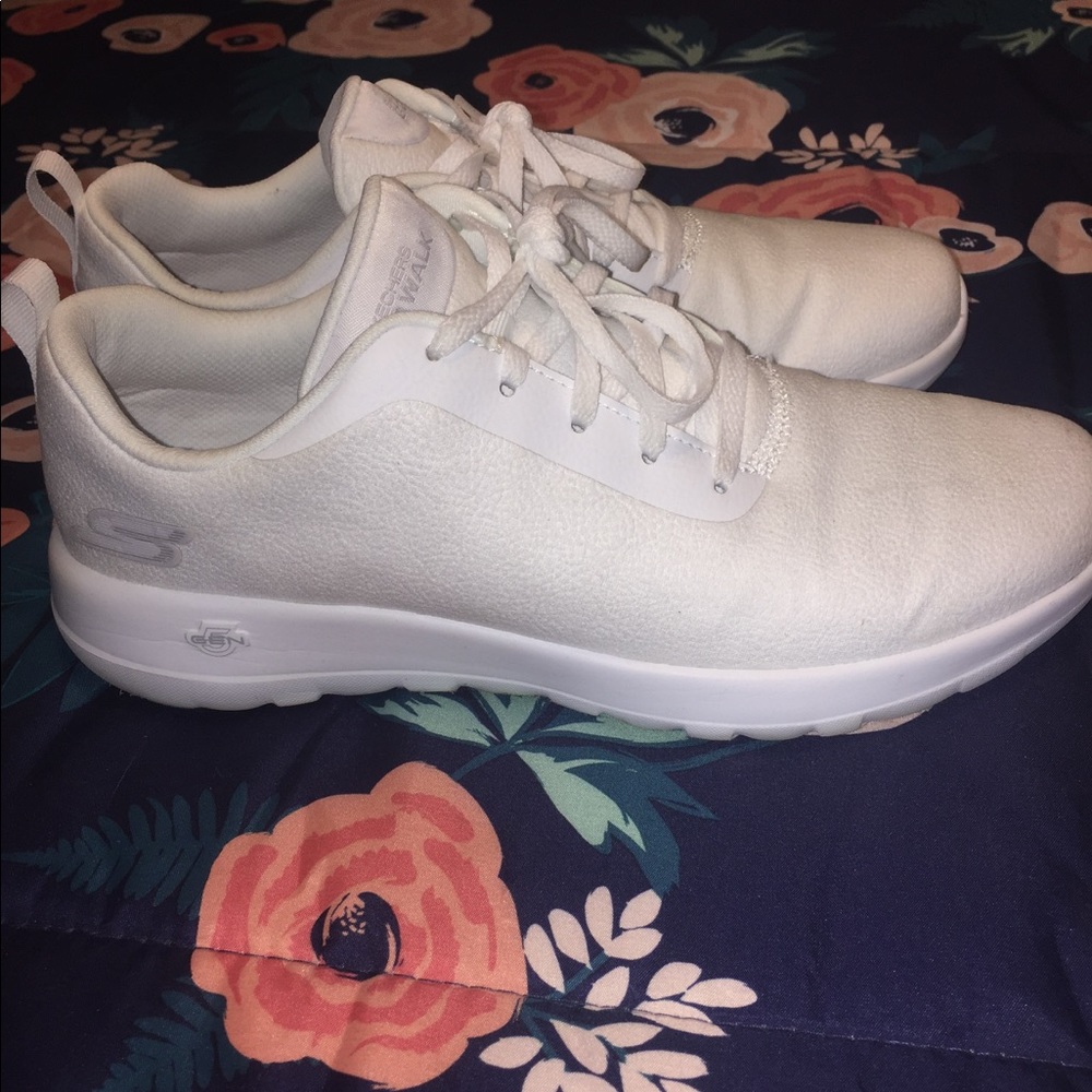 Solid white Skechers Gowalks